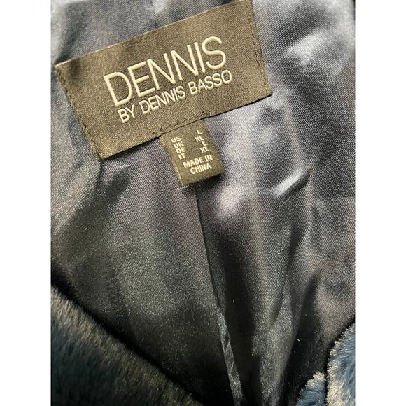 QVC Dennis Basso Regular Pelted Faux Fur Jacket w/ Stand Collar NAVY NWOT SIZE L - Picture 5 of 8